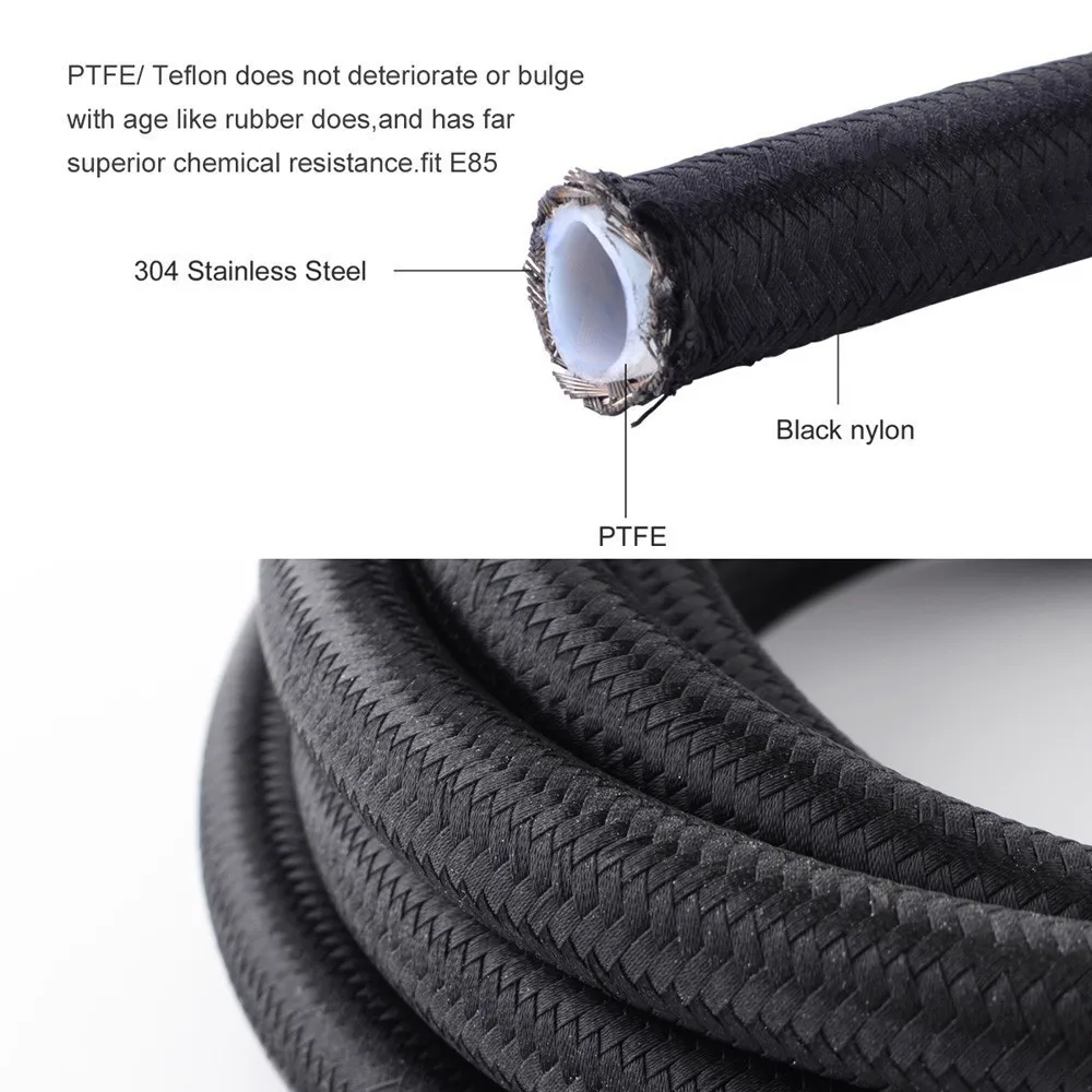 Злые энергии AN10 5 м PTFE трубка для жидкого топлива линии+ 0/45/90/180 градусов Поворотный шланг PTFE конец топливный переходник шланг PTFE адаптер