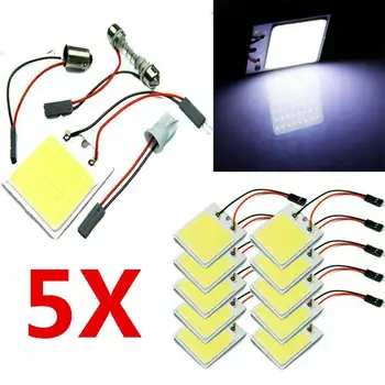 

5pcs Car Interior Lights Auto Set 48 SMD COB T10 Top Dome Lamp Bulb 4W