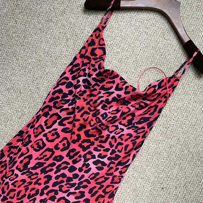 

LouLan Queen Top Quality Leopard Strap Wrap Dresses Women 2020 Runway/Red/Spring/ Summer/Beach/Party/ Sleeveless/Sexy Dress