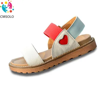 

CMSOLO Children's Shoes For Girls Leather Sandals 2020 Princess Beach Shoes Lazy Soft Bottom Big Children Waterproof Kids Sandal