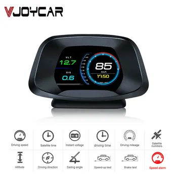 

Vjoycar P19 Car HUD OBD2 GPS Smart Head Up Display Speed monitoring 9 interface Digital Gauge Meter Turbo Brake Test OBD Scanner