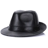 New Men Real Genuine Sheepskin Leather Cowboy Hats Fashion New Style Real Natural Leather Cap Hat Sale Real Sheep Leather Caps 2