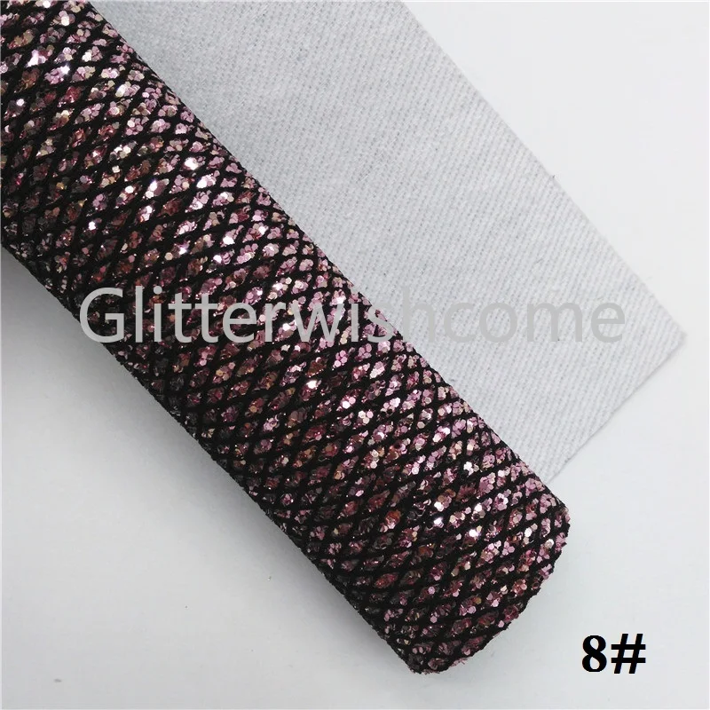 Glitterwishcome 21X29 см A4 Размер сетка блеск кожа ткань винил для бантов, GM638A