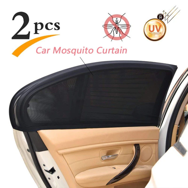 2 шт. Автомобильная Москитная занавеска регулируемая боковая задняя оконная