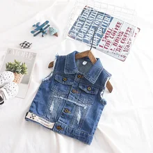 Autumn Childrenswear Small CHILDREN'S Denim Waistcoat Coat Korean-style New Style Baby Sleeveless Waistcoat Vest Clothes fo