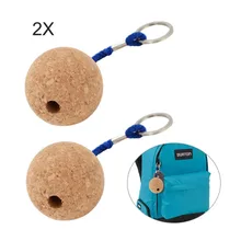 2PCS Floating Cork Keyring Ball Wooden 50mm Sailing Boat Float Buoyant Rope Kayak Ship Accessories
