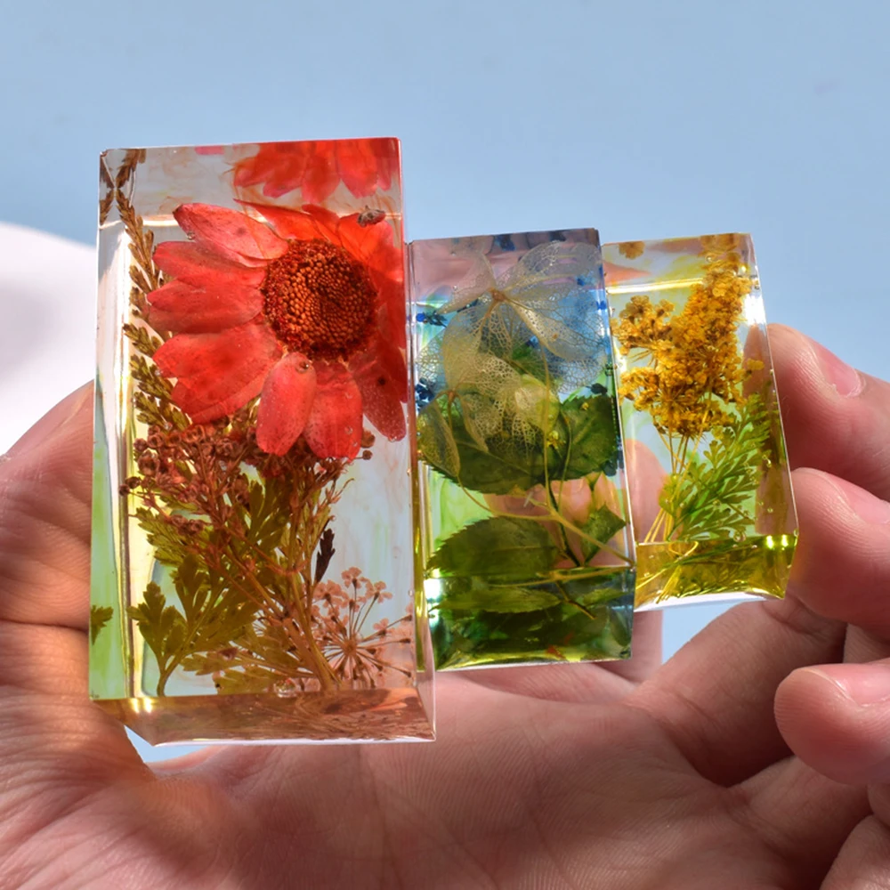 1Pc Square Rectangle Silicone Mold Dried Flowers Plant Epoxy Resin