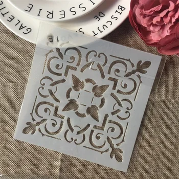 

1Pcs 5.9" Flower Square DIY Craft Layering Stencils Wall Painting Scrapbooking Stamping Embossing Album Paper Card Template