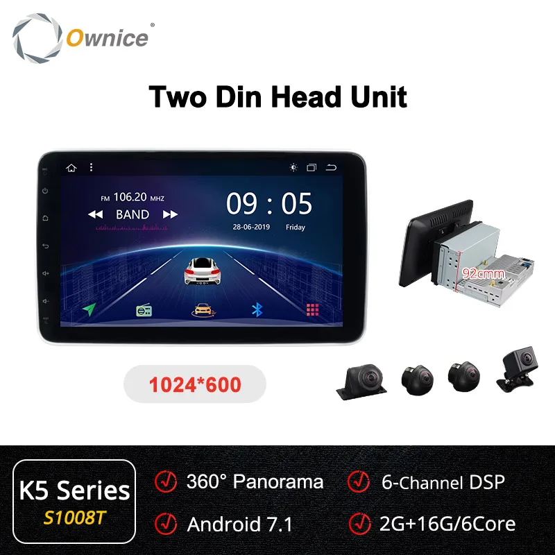 S1008T Ownice k5 10," Вращающийся 1Din 2Din авто радио 360 панорама DSP SPDIF Универсальный Автомобильный без dvd-плеера gps стерео аудио головное устройство - Цвет: S1008T