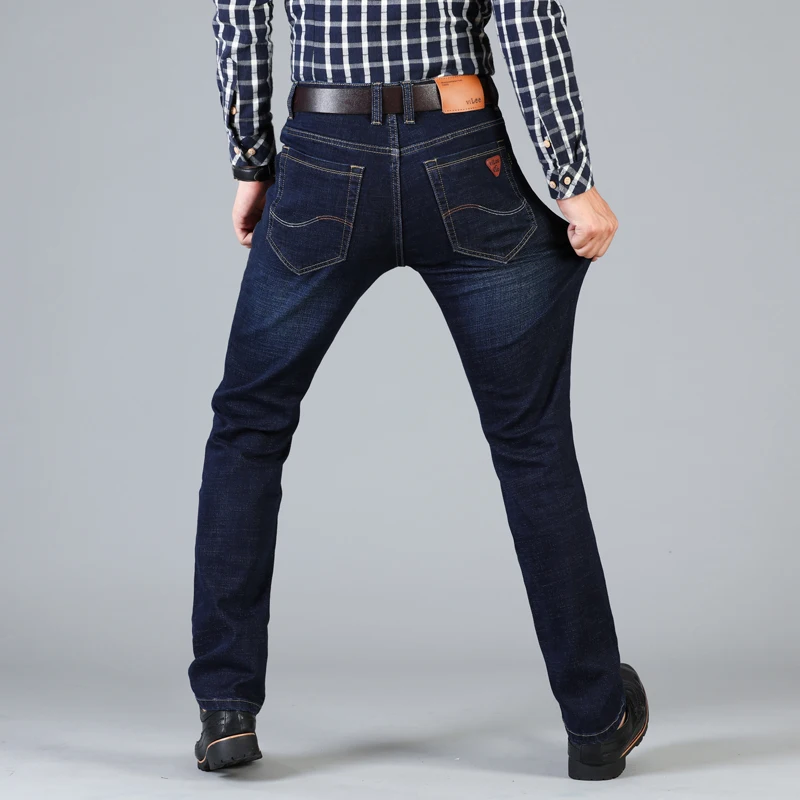 Hot Product Men's Jenas Business Classic Leisure Basic styles men Jeans Straight pants trousers Waistline Slim Jeans Cotton blue big Size 46