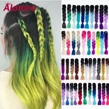 Alororo, длинные волосы, косички, черный, синий цвет, Омбре, огромные косички, волосы для наращивания, термостойкие, синтетические, искусственные волосы для плетения