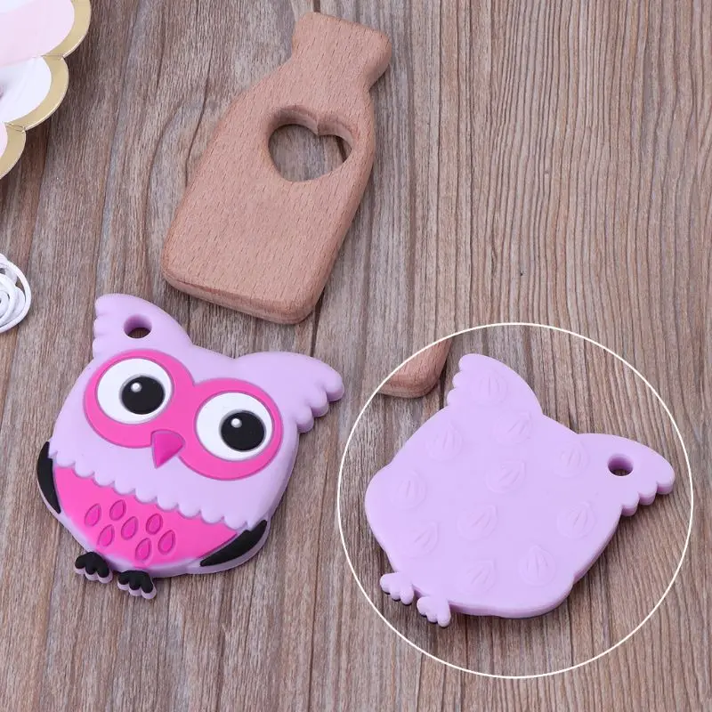 DIY Детский прорезыватель, игрушка для кормления, ожерелье, силиконовый браслет, силиконовые бусы для прорезывания зубов, кольцо, деревянная соска, клипса DXAD