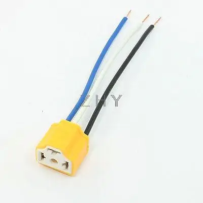 

5 Pcs Car Vehicle Auto Light Lamp Flat 3 Pin H4 Ceramic Socket Yellow