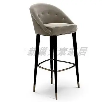 

Northern Europe Light Luxury Solid Wood Fabric Bar Chair American Moder