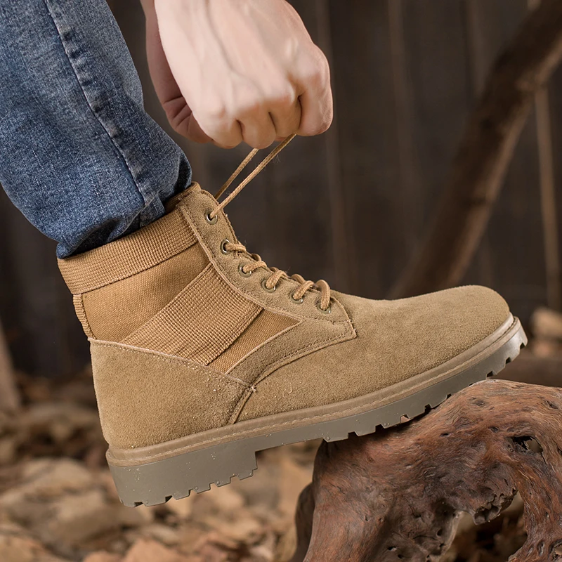 YEINSHAARS Autumn Winter New Arrival Men Work Boots Lace Up Breathable Casual Army Boots Ankle Botas Hot Fashion Men Desert Boot