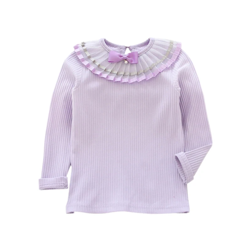 Autumn Baby Girl T-Shirts Cute Long Sleeve Solid Print T-Shirts Kids Tops T-Shirts Casual Blouse - Цвет: Z