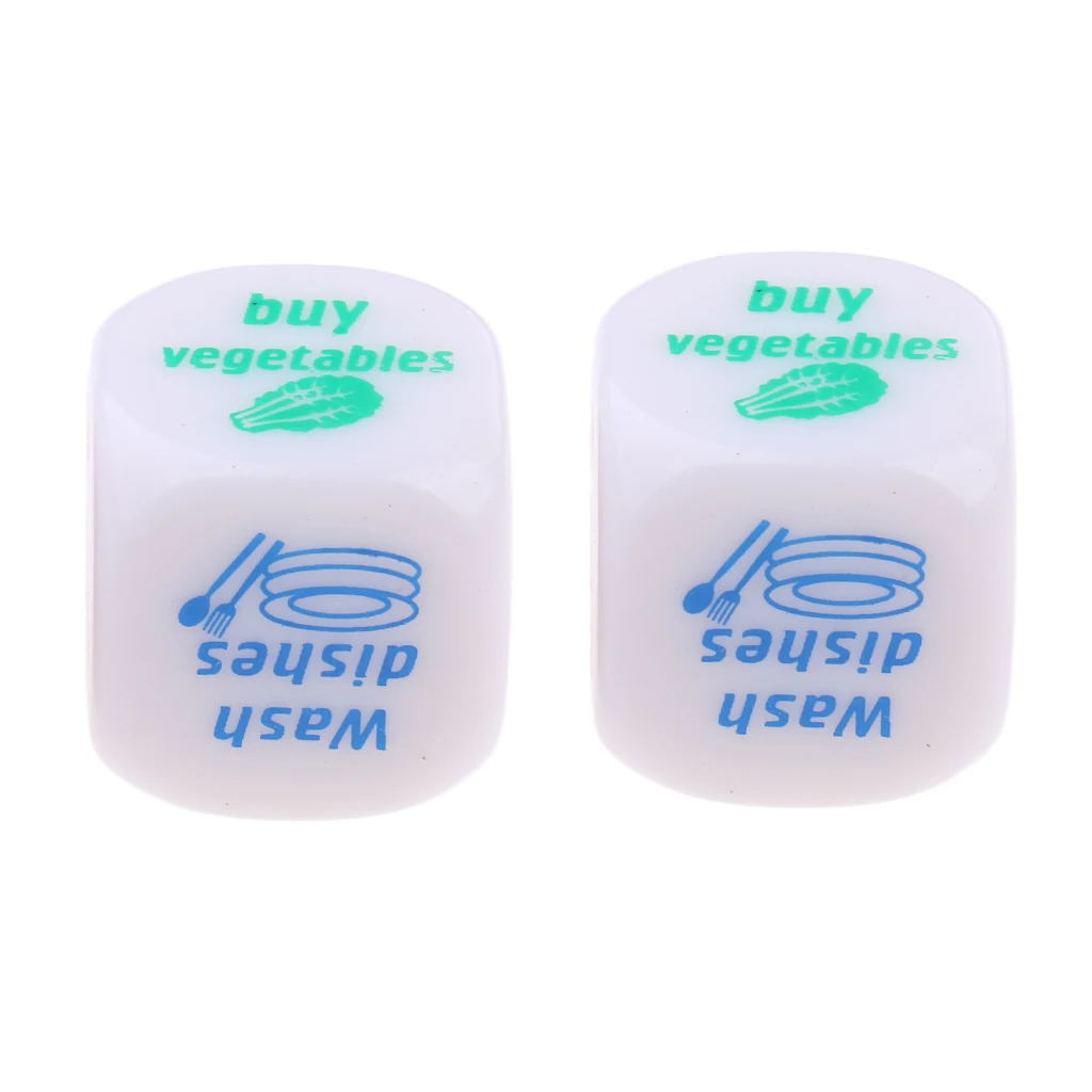 2Pc Six Sided Acrylic D6 Dice Dies for Family Housework Distribution Decider
