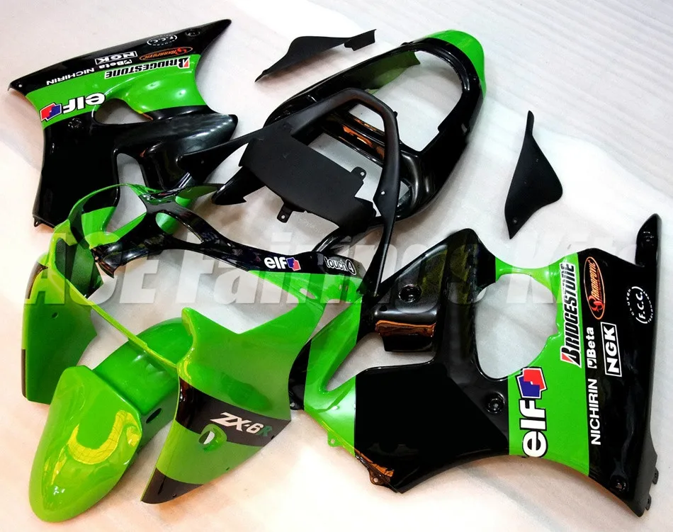 ABS Полный Обтекатель подходит для Kawasaki ZX6R 2000 2001 2002 мотоцикл Обтекатели ZX-6R 00 01 02 Ninja 636 Кузов Набор зеленый эльф