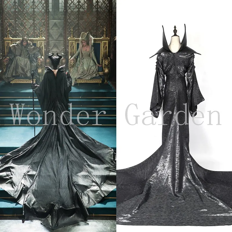 Новый женский взрослый Леди Женщины малефисент черное платье с голв костюм на