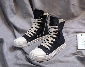 

High-top shoes men and women couples thick-soled canvas shoes plus velvet casual sneakers women off white shoes womens shoes