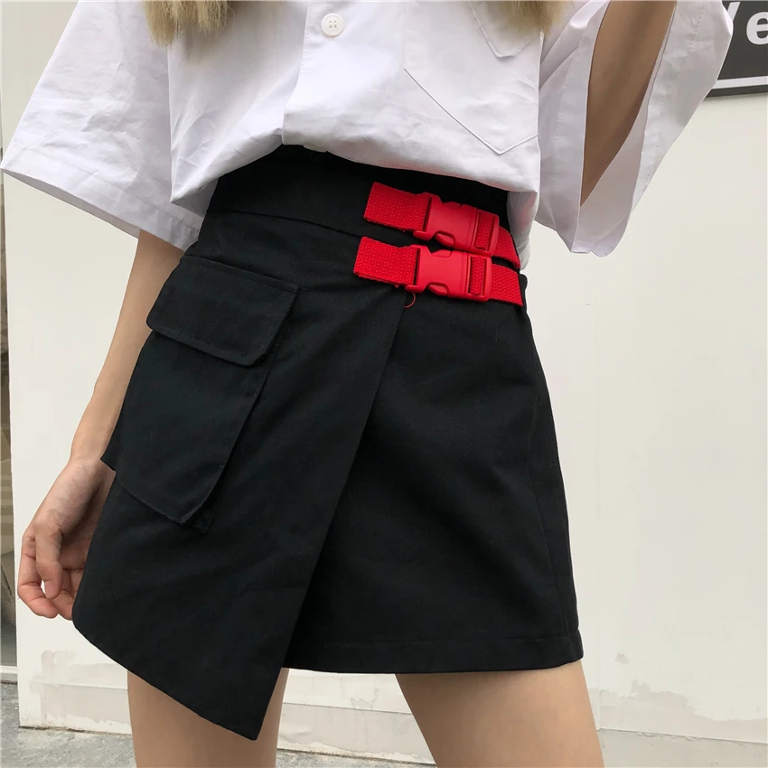 Женские шорты, юбки-карго с большими карманами, однотонные, BF Harajuku, корейский стиль, уличная одежда для женщин, универсальные, для девочек, для студентов, модная, шикарная