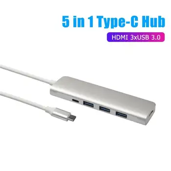

VODOOL 5 in 1 Type C to 4K HDMI 3xUSB 3.0 Fast Data Tranfer Dock Hub with PD Port Office Computer Peripherals 5 in 1 Type-C Hubs