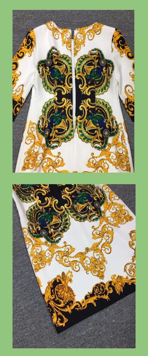 Ropa mujer, осень, модное подиумное платье, высокое качество, женское платье с блестками, Великолепное платье с бриллиантами и круглым вырезом, офисное платье