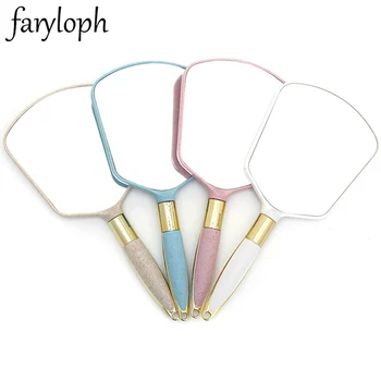

1 Piece High Quality Vintage Hand Hold Mirrors Pink Cute Plastic Makeup Mirror Rectangle HD Cosmetic Mirror Gift For Girls