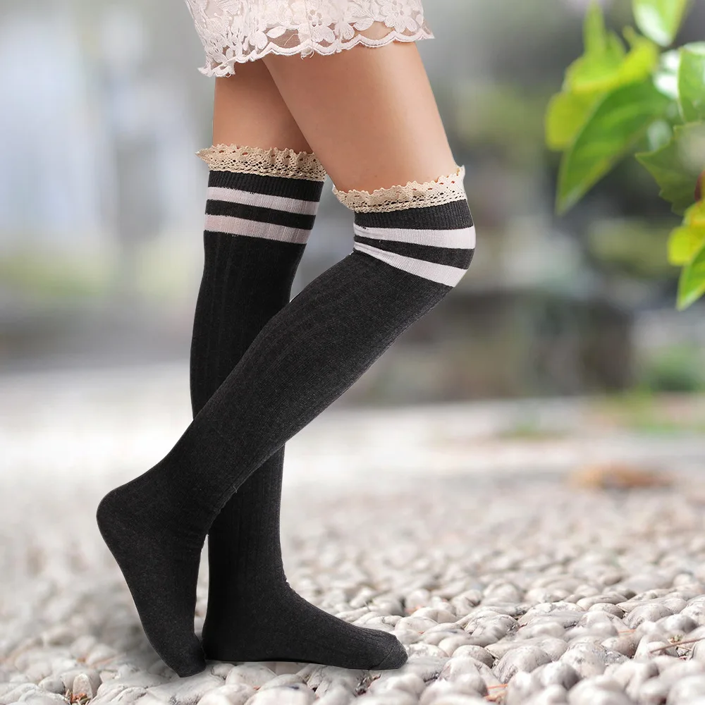 Новые стильные чулки; AliExpress чулки; кружевные носки выше колена