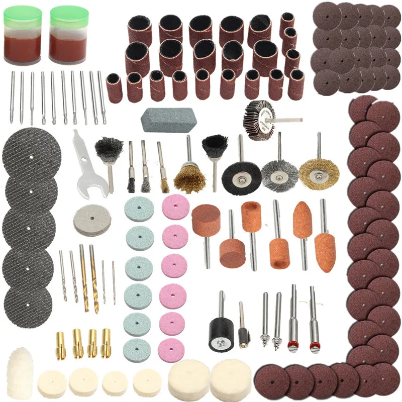 

142Pcs/Set Rotary Tool Accessory Attachment Kits Grinding Sanding Polishing Sander Abrasive fit Woodwroking Dremel Grinder