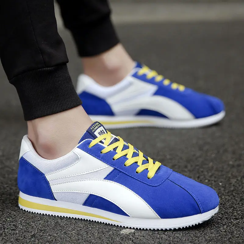 Autumn men's shoes Korean version of the trend of wild sports shoes casual shoes men's Agan shoes students running tide shoes - Цвет: Синий