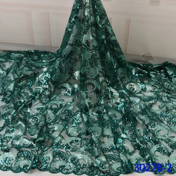

Latest Nigerian Lace Fabric 2019 High Quality Tulle Lace Fabric For Sewing Sequin Trim Fabric For Dresses African Lace GD3027B-2