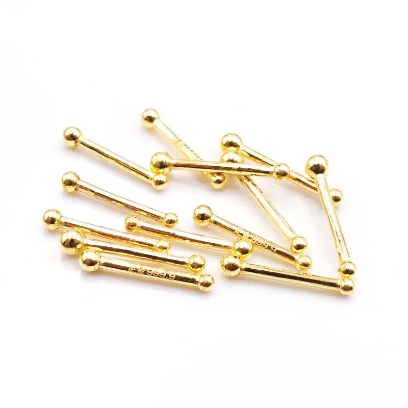 1pcs Pure 999 24K Yellow Gold Ear Bar Ear Protector Health Double ended