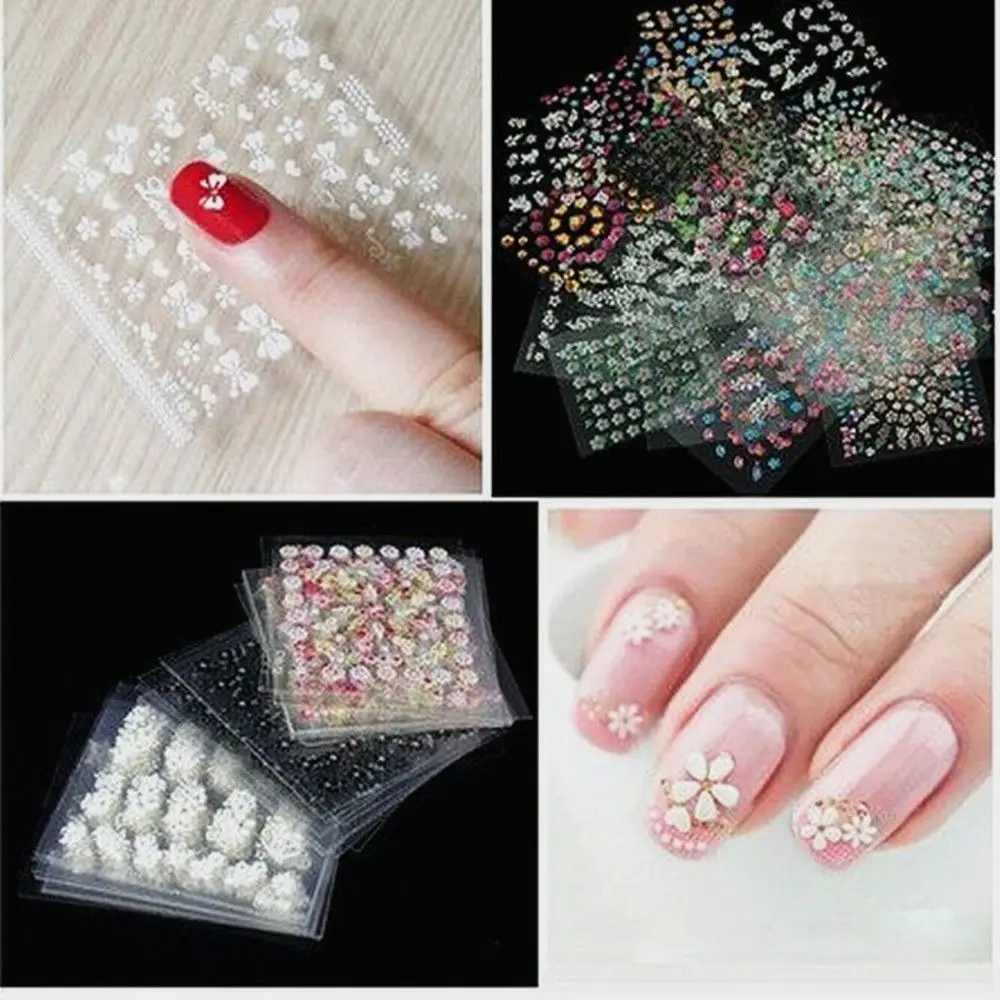 

50 X Sheets 3D Design Nail Art Sticker Tips Decal Flower Manicure Stickers DIY Nails Accessories Nai Art Decals