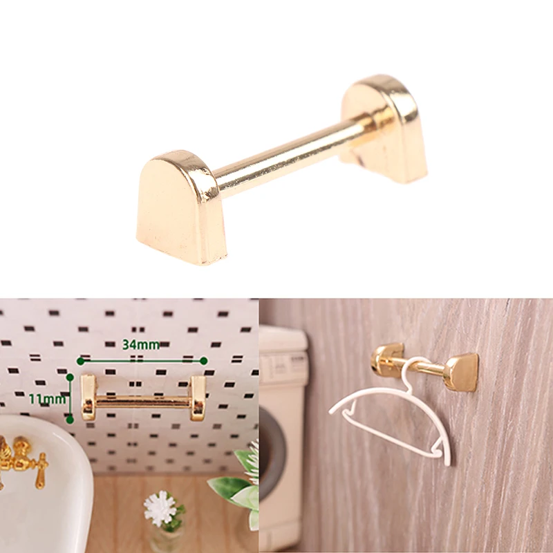 

1:12 Dollhouse Miniature Metal Wall Hanger Wall Rod Storage Rack Bathroom Towel Rack Furniture Accessories