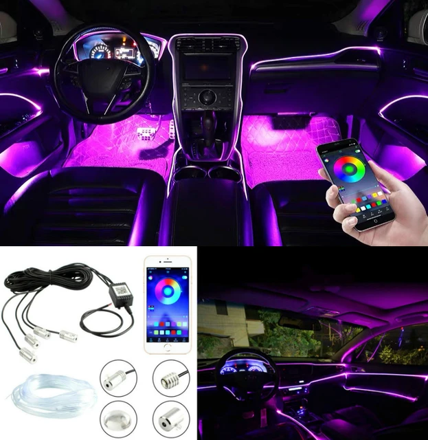 Tira de luces LED de neón con Control por aplicación para interior de coche,  para ambiente Lámpara decorativa, RGB - AliExpress