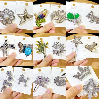 

Luxury AAA Cubic Zirconia Brooch Christmas Pin Vintage Crystal Flower Animals Pins and Brooches for Women Accessories Jewelry