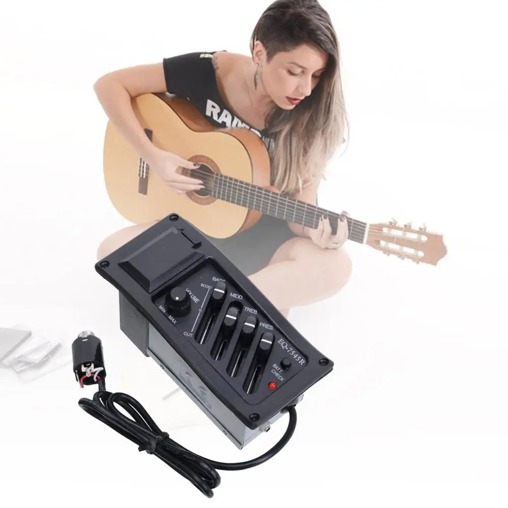 

Acoutic Guitar EQ Piezo Pickup Preamp Unit Acoustic Guitar EQ-7545R Curve Pickup Beat Guitar Parts Accessories