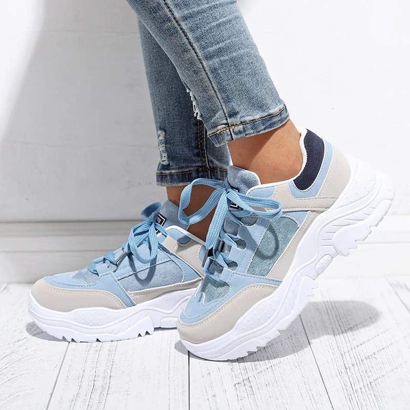 MCCKLE Shoes Women Sneakers Platform Lace Up Mixed Color Ladies Suede Flat Fashion Vulcanized Casual Comfort Footwear Autumn
