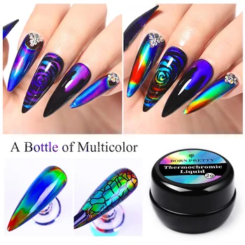

BORN PRETTY 1 Box 2g Thermal Sensitive Liquid Varnish 12 Colors Changeable Color Changing Liquid Polish Nail Art