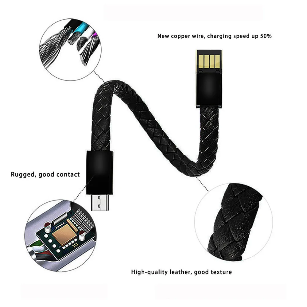 Portable Bracelet Wristband USB Cable Phone Charger For Samsung Huawei XiaoMi Charging Data Sync Cord Micro USB Type C Cable