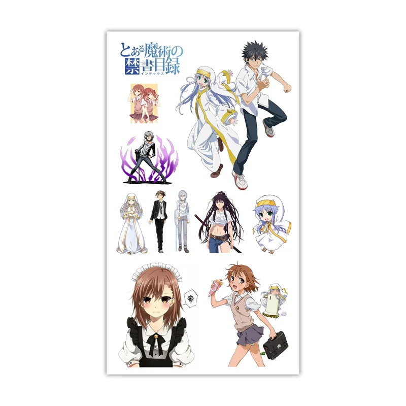 

1pc Toaru Majutsu no Index Tattoo Sticker Anime Stiker Water Transfer Temporary Children Tattoos Paper For Kids Body Arm