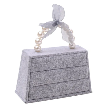 

Velvet Suede Ring Earrings Organizer Ear Studs Jewelry Display Stand Holder Rack Showcase Plate Fashion Jewelry Box Case Casket