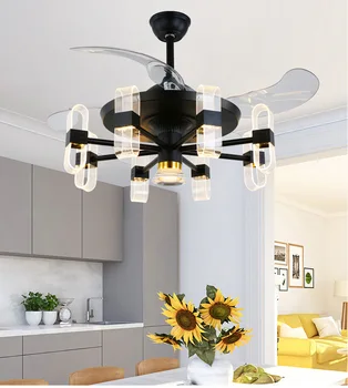 

LED Ceiling Fans Lamp European Style Dining Room Living Room Ceiling Fans Stylish Integrated Stealth Ceiling Fan Classic
