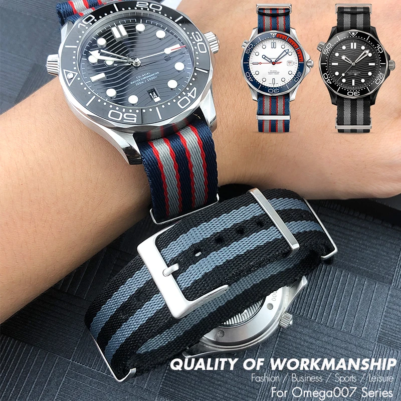 Ремешок нейлоновый для наручных часов Omega watch Seamaster 007 Commander James Bond IWC Pilot Seiko 20 мм 22 |