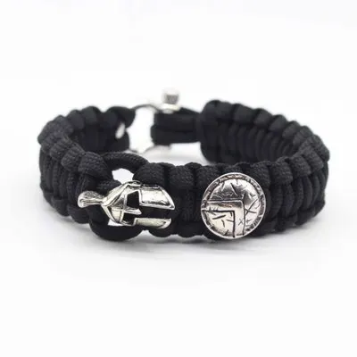 Spartan Light Black Мужской браслет со спартанским солдатом, очаровательный браслет для выживания, аварийное тактическое оборудование для выживания, Открытый браслет Кобра - Окраска металла: Spartan Light Black