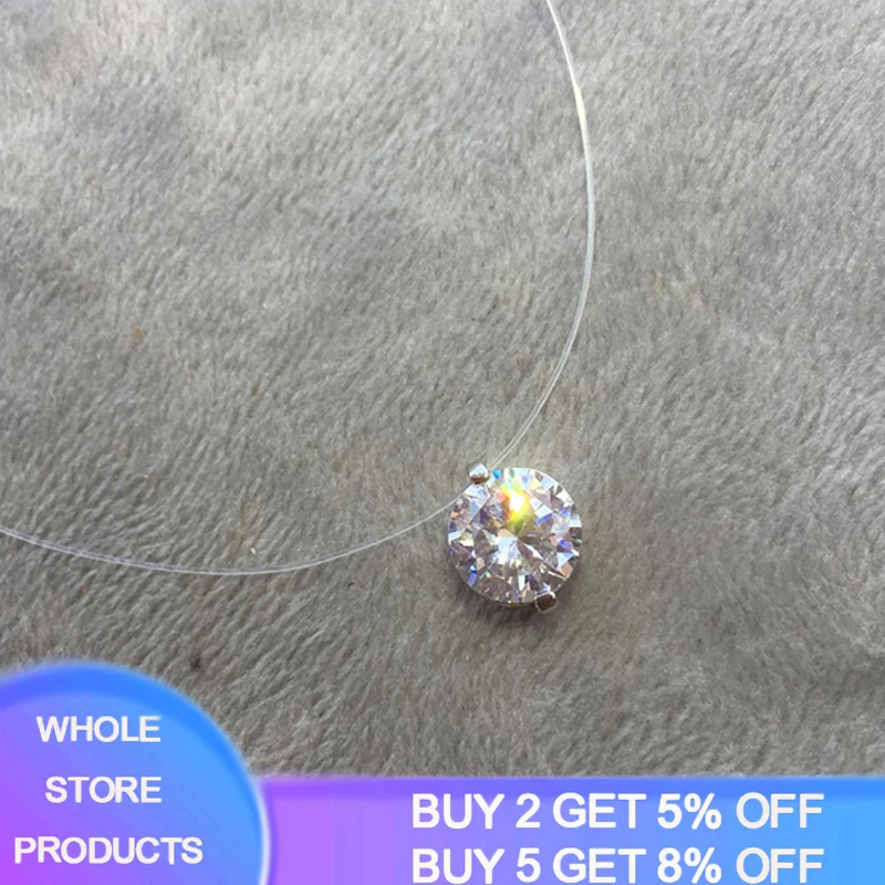 Invisible Clear Line Colorful Zircon Necklace Women Choker Necklace 