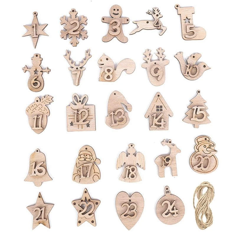 Christmas Cookie Countdown 2022 2022 Calendar Pendant Advent Calendar Numbers Wooden Number 1 24 Wooden Countdown  Christmas Advent Calendar Label|Stockings & Gift Holders| - Aliexpress