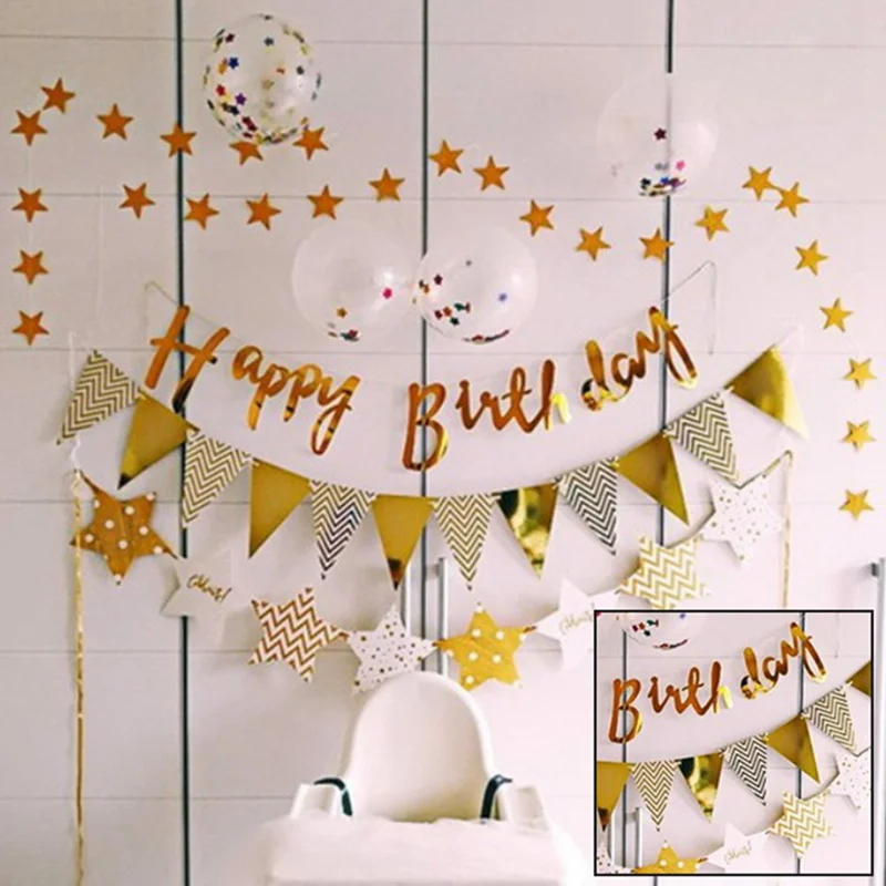 13pcs 1.5m Elegant Yellow Color Cotton Fabric Bunting Pennant Flag Garland Birthday/Baby Show Party DIY Home Decoration