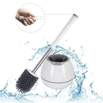 

Cleanhome TPR Toilet Brush with a Thoughtful Designed Tweezer and Holder Set Silicone Bristles for Bathroom Commode Cleaning